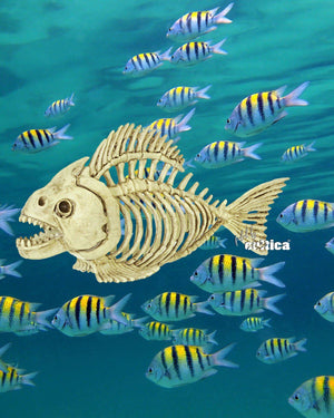 Skeleton monster fish horror piranha