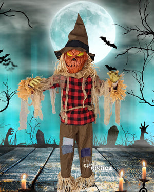 Freaky Scarecrow Pumpkin Monster Animatronic