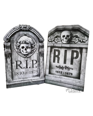 Set of 2 tombstones with glowing eyes 1D